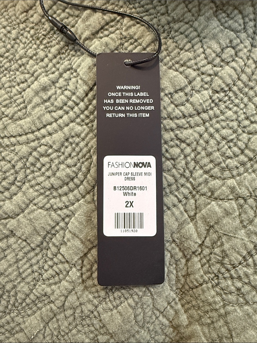 NWT Fashion Nova White Square-Neck Midi Dress with Tie Detail 2X - Picture 3 of 3